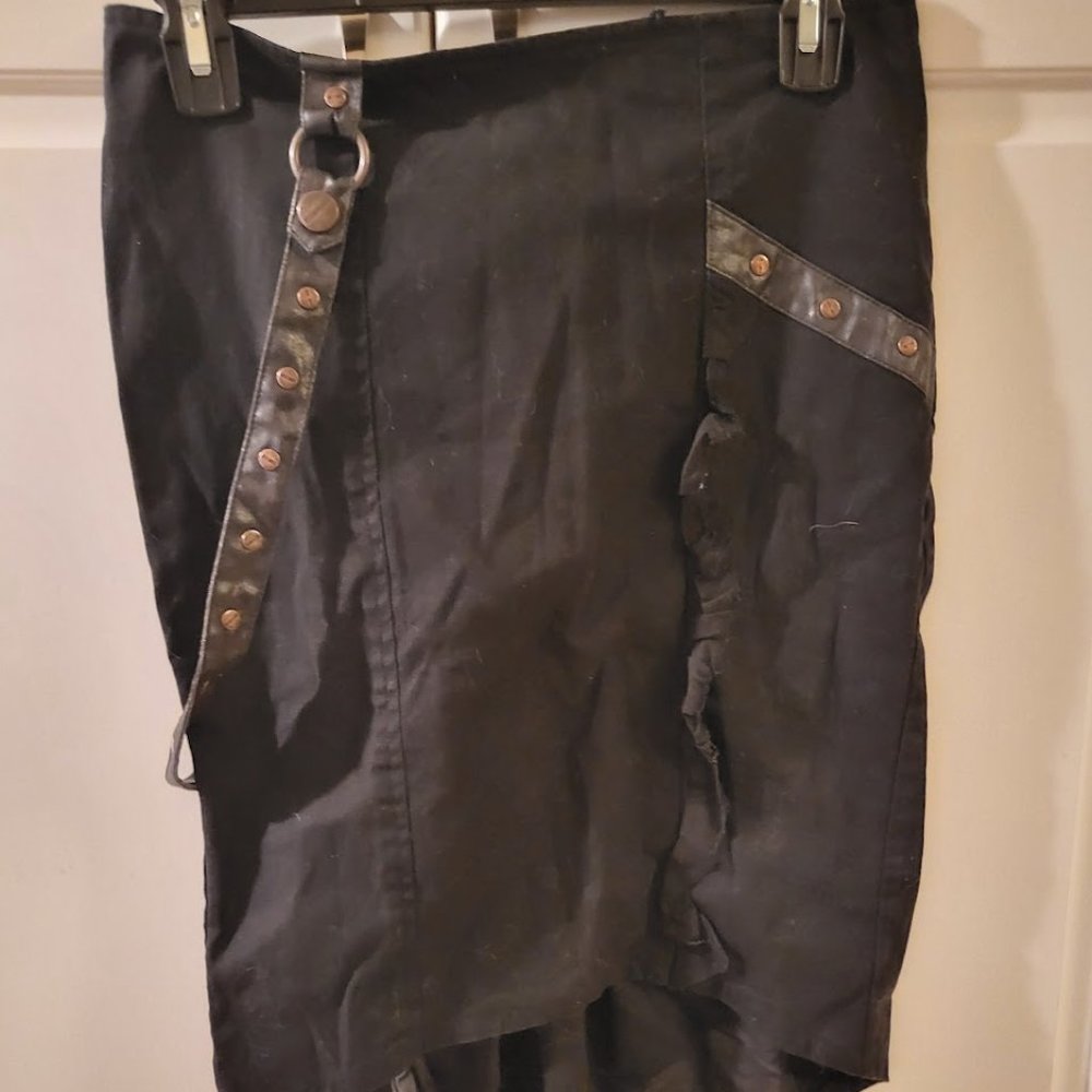 Lip Service Black Strapped Brass Buckle Pencil Skirt Size Small